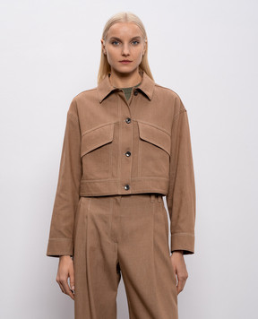 Brunello Cucinelli Коричневая джинсовая куртка с цепочкой мониль MB1257801