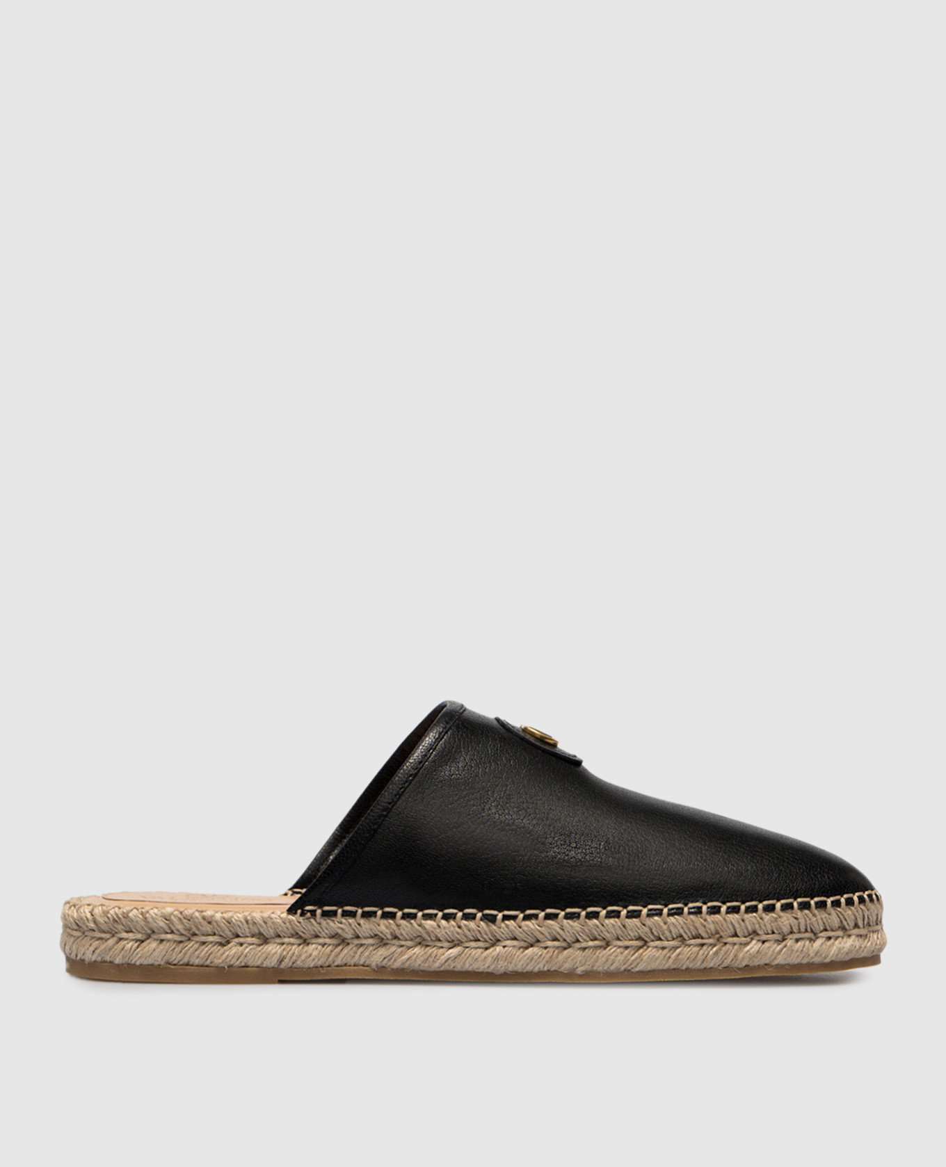 

Черные кожаные мюли с логотипом, Черный, Мюли