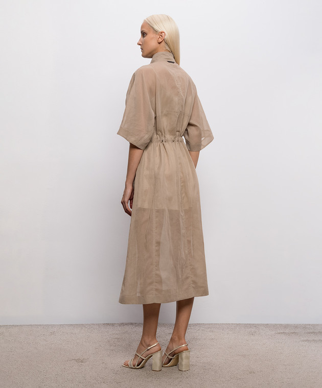 Brunello Cucinelli Бежевое платье миди с цепочкой мониль MPF91AFN31 изображение 4