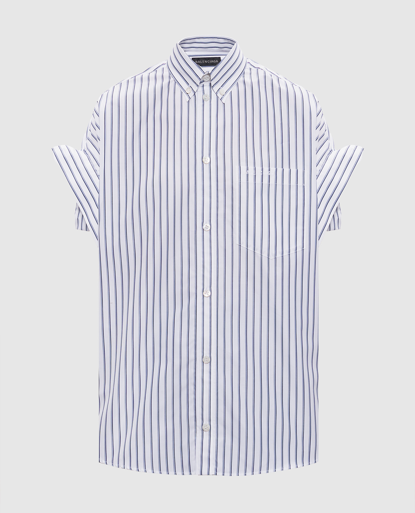 

Белая рубашка в полоску с вышивкой логотипа, Белый, Рубашки