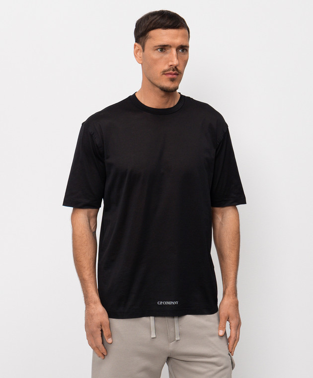 C.P. Company Чорна футболка з принтом логотипа MTS243A110666W зображення 3
