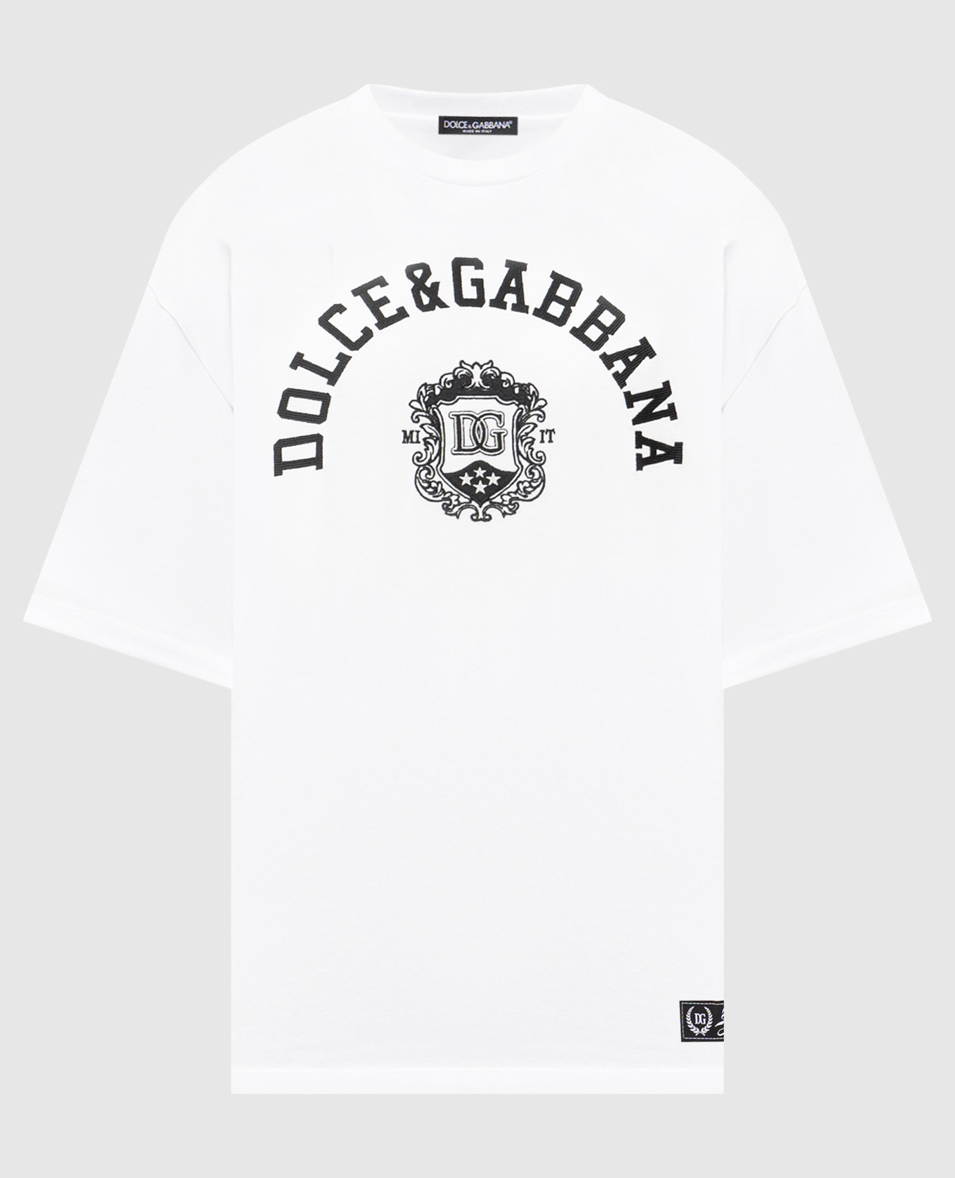 

Белая футболка с контрастной вышивкой логотипа, Белый, Футболки