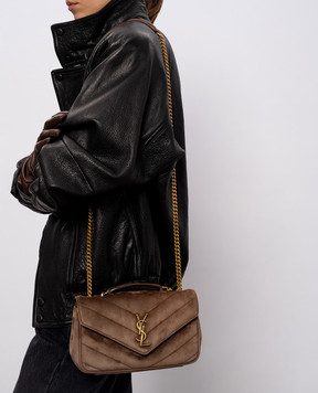 Saint Laurent Коричневая замшевая сумка-мессенджер LOULOU 801437AAEY6