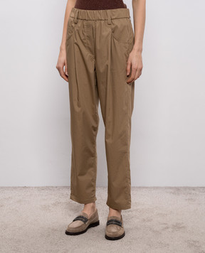 Brunello Cucinelli Коричневі штани з ланцюжком M0H93P8907