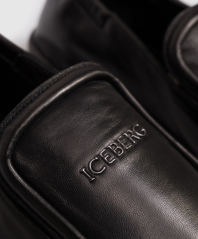 Iceberg Черные кожаные мокасины FdoFla с фактурным логотипом IU1860 изображение 5