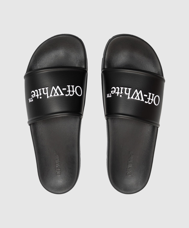 Off-White Черные слайдеры с контрастным логотипом OF06097001 изображение 4
