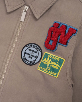 Off-White Дитяча коричнева куртка з нашивкою логотипа 44BEA024S26F001