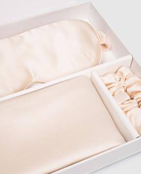 Dore & Rose Бежевый набор для сна из маски, наволочки и резинки из шелка PREMIUMSILKSLEEPBUNDLE