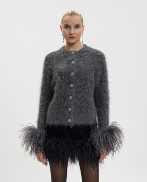 16Arlington Сірий кардиган Alena з вовною альпаки та пір'ям страуса K125SS2602