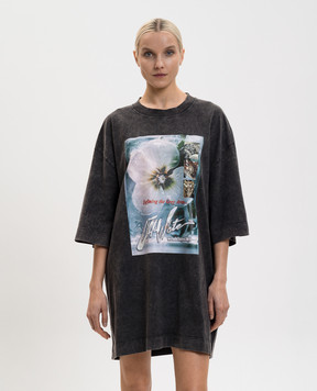 Off-White Сіра сукня-футболка з принтом ADV 2DH00AS26JER001