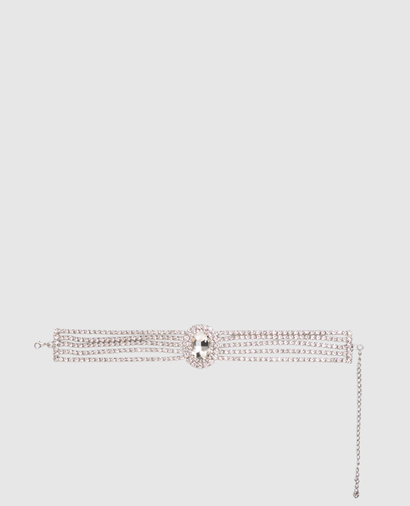 

Серебристое колье-чокер с кристаллами, Серебристый, Колье