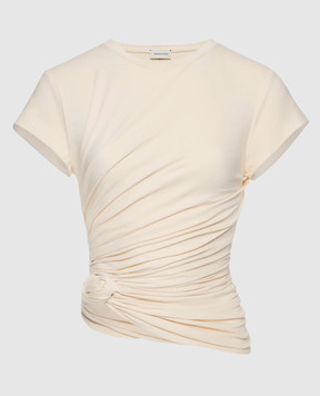 Magda Butrym Футболка цвета айвори с драпировкой TSHIRT01168526