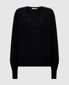 Twinset Черный джемпер с кружевом 262TT3042