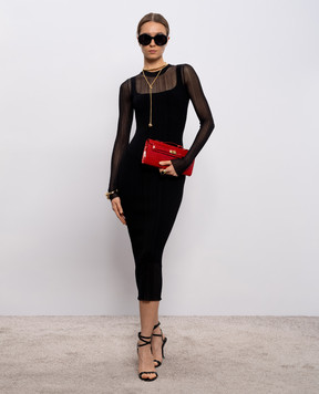 Max Mara Sportmax Черное платье миди CARO в рубчик SPXCARO