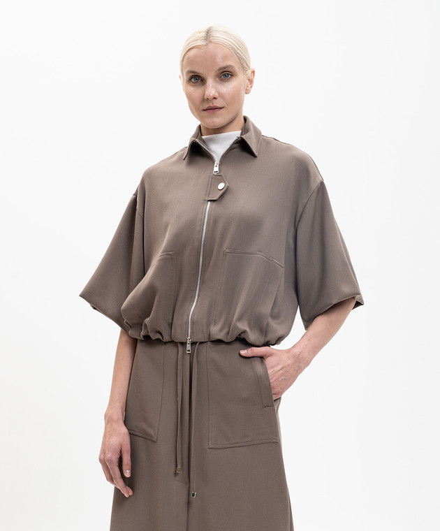 Kiton Коричнева куртка з вовни і шовку з короткими рукавами D61507K0910G зображення 3
