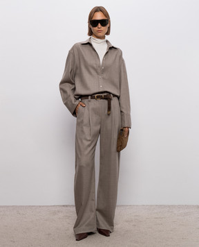 Brunello Cucinelli Бежевая рубашка из шерсти MP550M1M06