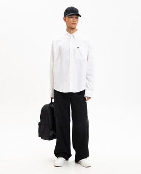 Ami Paris Біла сорочка з вишивкою емблеми HSH822CO0031