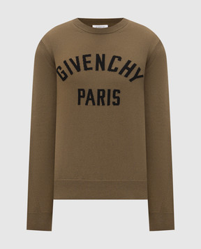 Givenchy Коричневый джемпер с узором логотипа BM90X94YQP