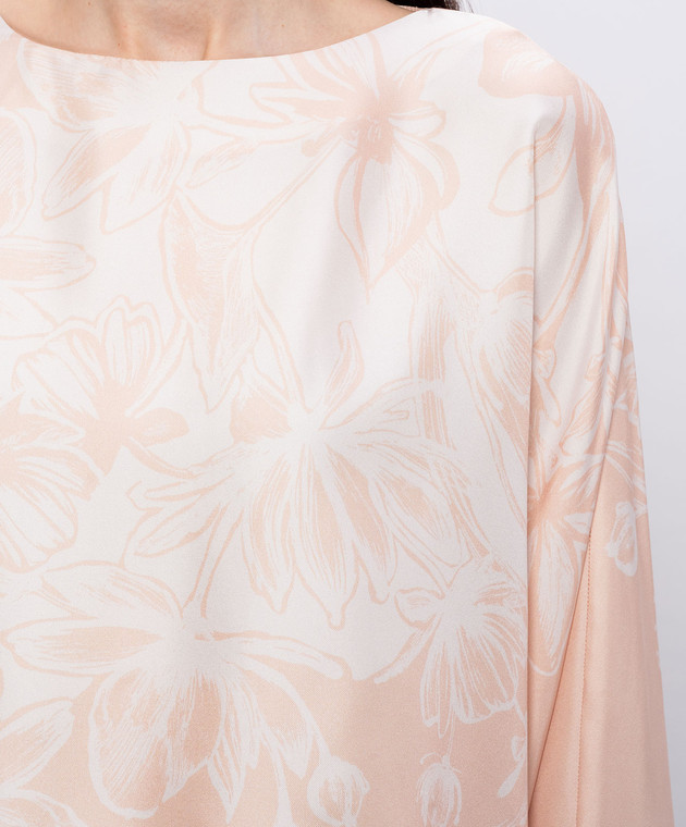 Agnona Бежева блузі із шовку в квітковий принт TT1106YS4068 зображення 5