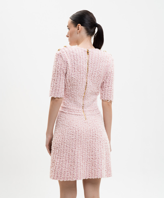Balmain Рожева твідова сукня GF0R7485KJ89 зображення 4