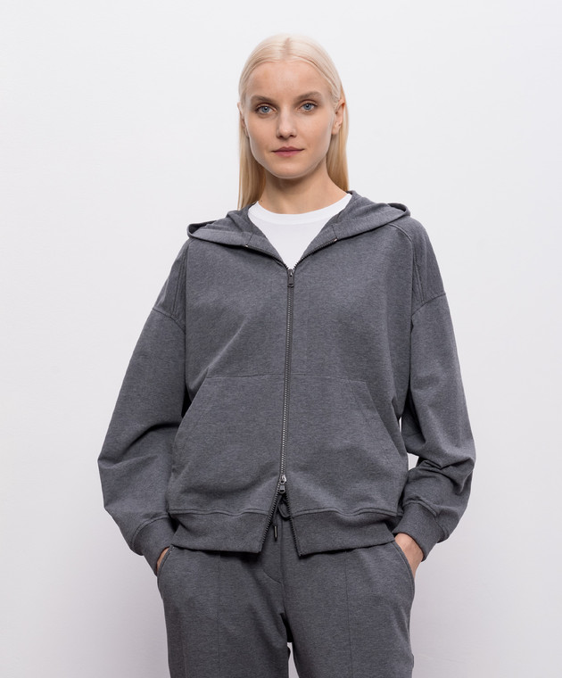 Brunello Cucinelli Серая спортивная куртка с цепочкой мониль MP827FB706 изображение 3