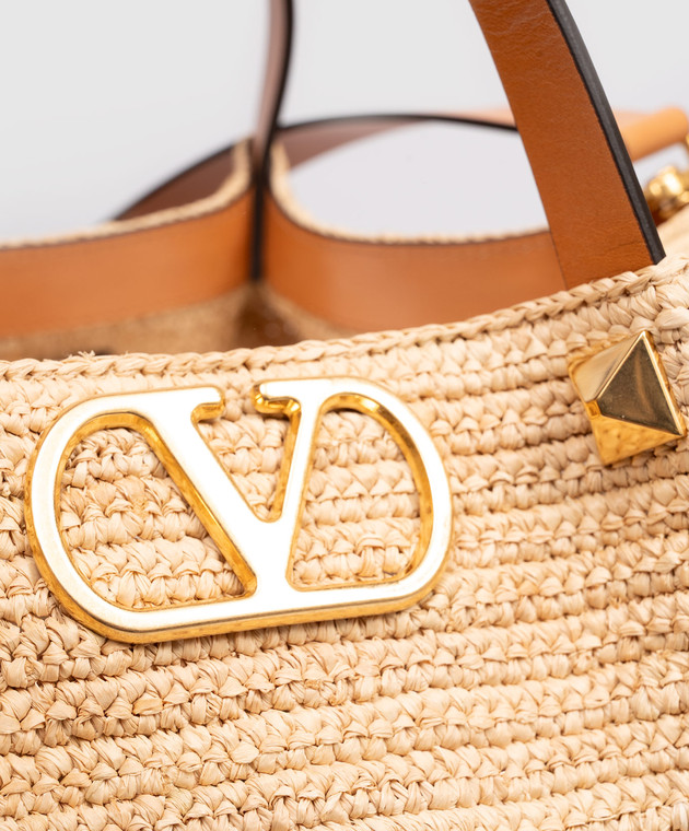 Valentino Бежевая сумка-тоут из рафии 8W2B0T01QCL изображение 4