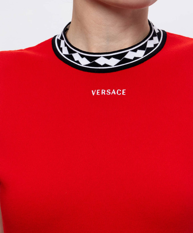 Versace Красное платье с контрастным узором 10257671A18356 изображение 5
