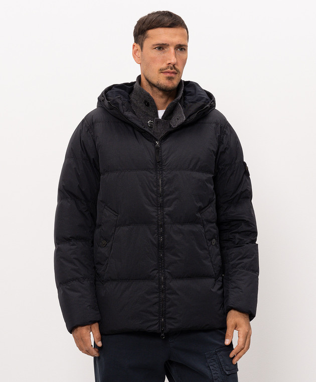 Stone Island Темно-синій пуховик з патчем логотипа L2S154100037S0A23 зображення 3