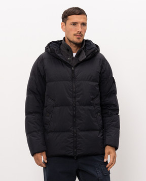 Stone Island Темно-синий пуховик с патчем логотипа L2S154100037S0A23