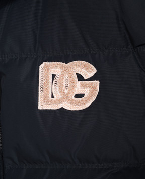 Dolce&Gabbana Детский синий пуховик с монограммой L5JBS9G7Q2B812+