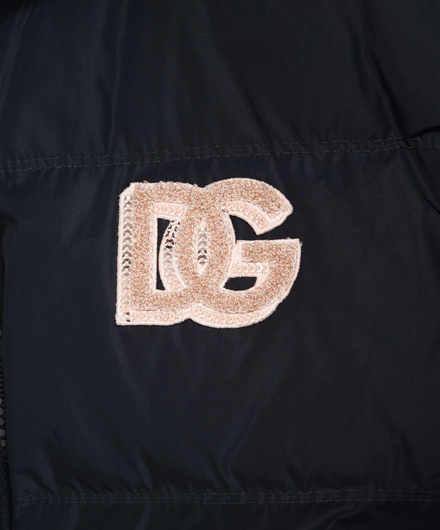 Dolce&Gabbana Детский синий пуховик с монограммой L5JBS9G7Q2B36 изображение 3