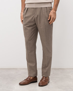 Brunello Cucinelli Коричневые брюки с шерстью и шелком MR499M5030