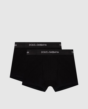 Dolce&Gabbana Дитячий набір чорних трусів-боксерів з контрастним логотипом L4J701ON00G