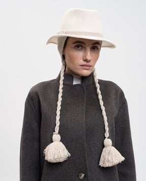 Agnona Белая шляпа из шерсти кролика с завязками AK1006YU1113