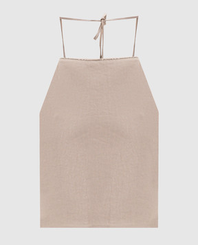 Peserico Бежевий топ з льоном з відкритою спиною S0820401921