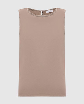 Peserico Коричневий топ із шовку з ланцюжком A08893D02372