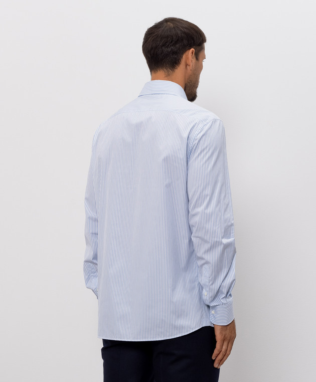 Brunello Cucinelli Голубая рубашка в полоску MY6490627 изображение 4