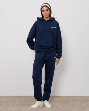 Sporty & Rich Синє худі з принтом логотипа ST095710087BL106w
