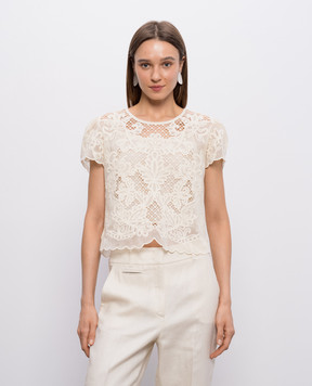 Twinset Бежевий топ з вишивкою 261TP2581