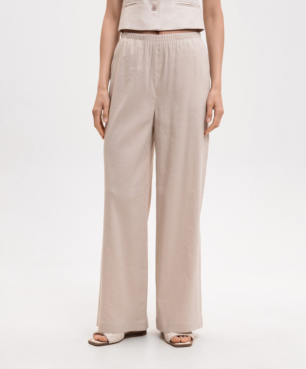 Max Mara Бежеві штани MXPDESTINO з льоном MXPDESTINO зображення 3