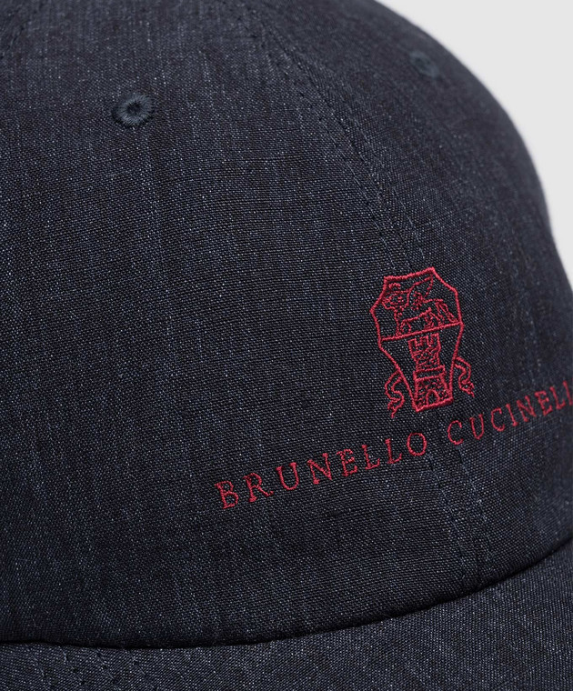 Brunello Cucinelli Синяя кепка из льна MH2489850 изображение 4