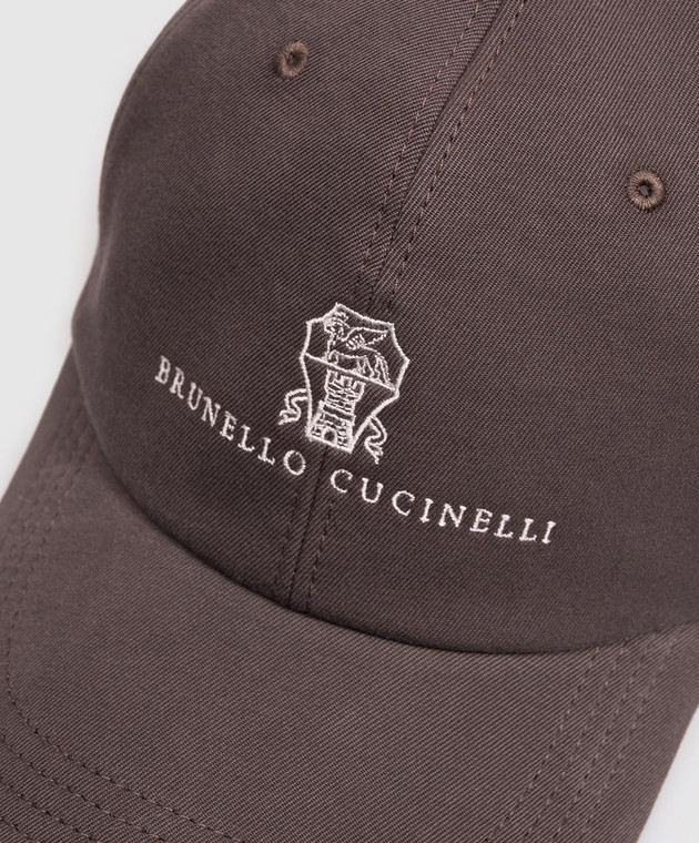 Brunello Cucinelli Коричневая кепка с вышивкой M252D9850 изображение 4