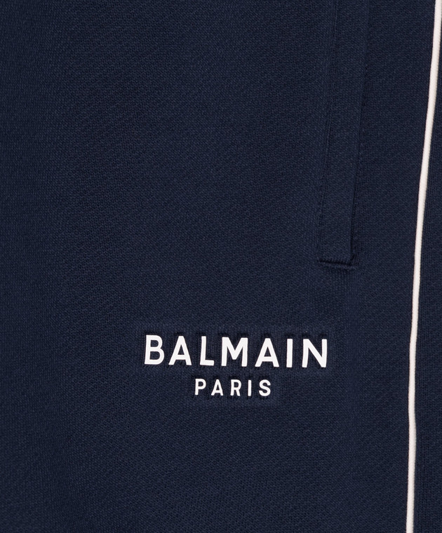 Balmain Детские синие джоггеры с фактурным логотипом BZ6I10Z31831214 изображение 3