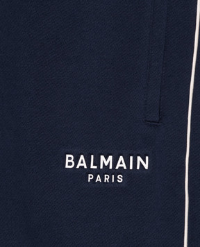 Balmain Детские синие джоггеры с фактурным логотипом BZ6I10Z31831214