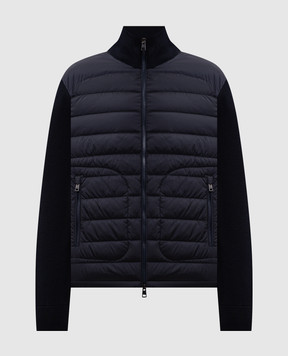 Moncler Синяя комбинированная куртка с шерстью L20919B50700A9341