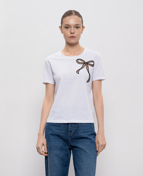 Twinset Біла футболка з бантом 252TT2312