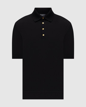 Stefano Ricci Черное поло с шелком с эмблемой K616440P35F26109