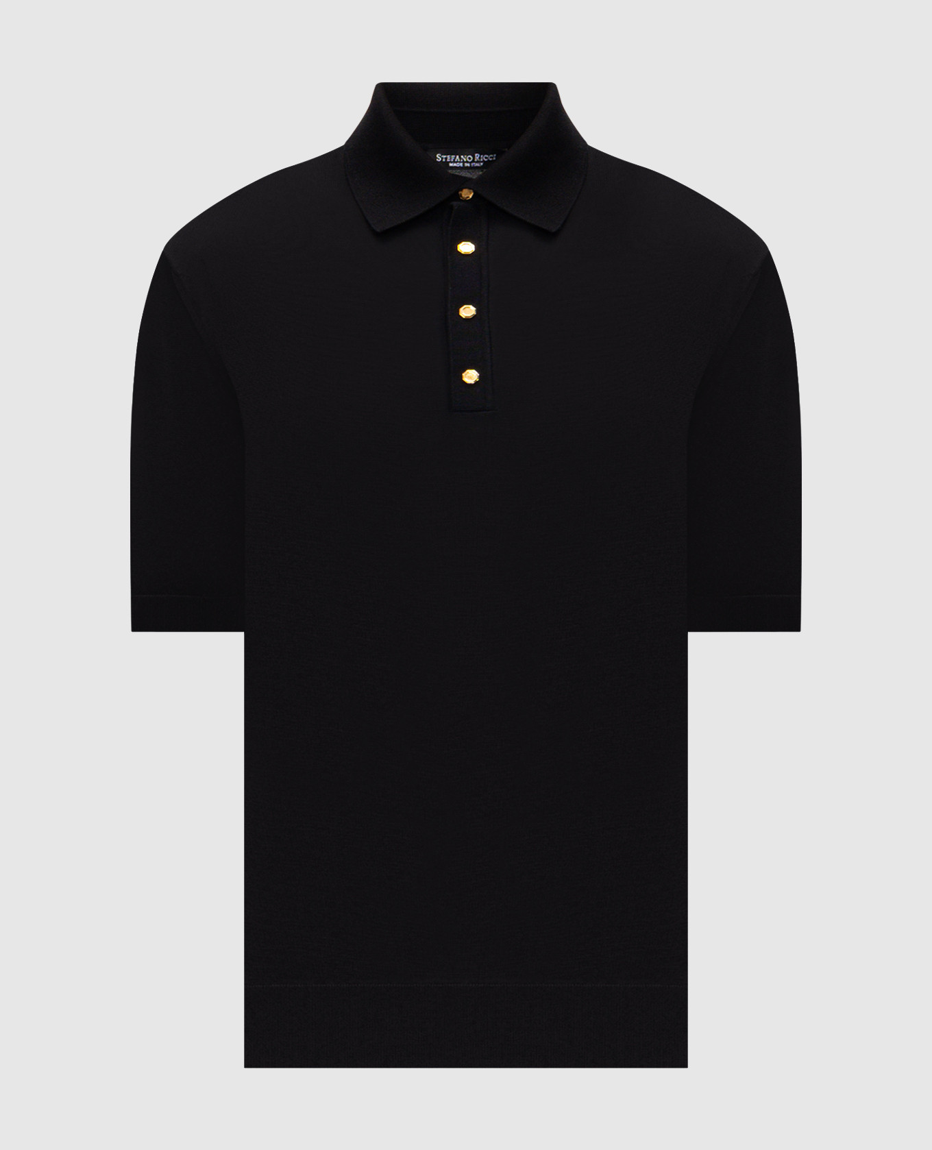 

Черное поло с шелком с эмблемой, Черный, Поло