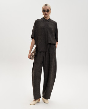 BOBOUTIC Темно-коричневі штани із шовком 5045