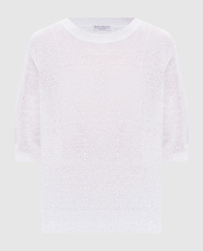 Brunello Cucinelli Білий топ з льону MDT746400